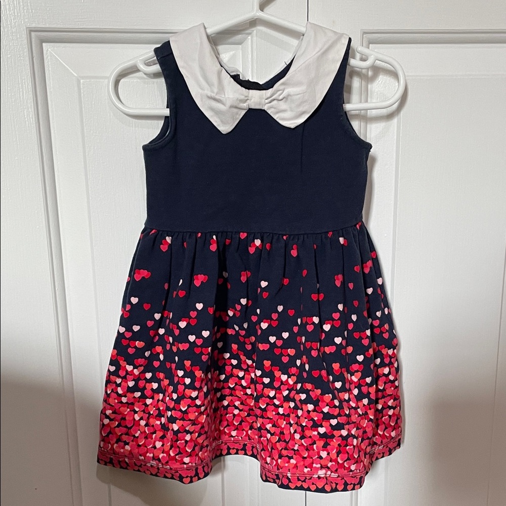Janie and Jack Navy Dress with Pink Heart Skirt